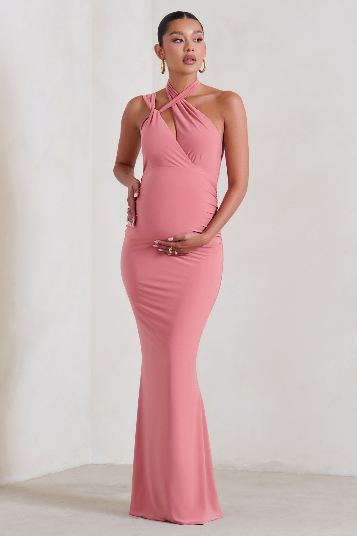 Pink Sequin Short Sleeve Maternity Maxi Dress– PinkBlush