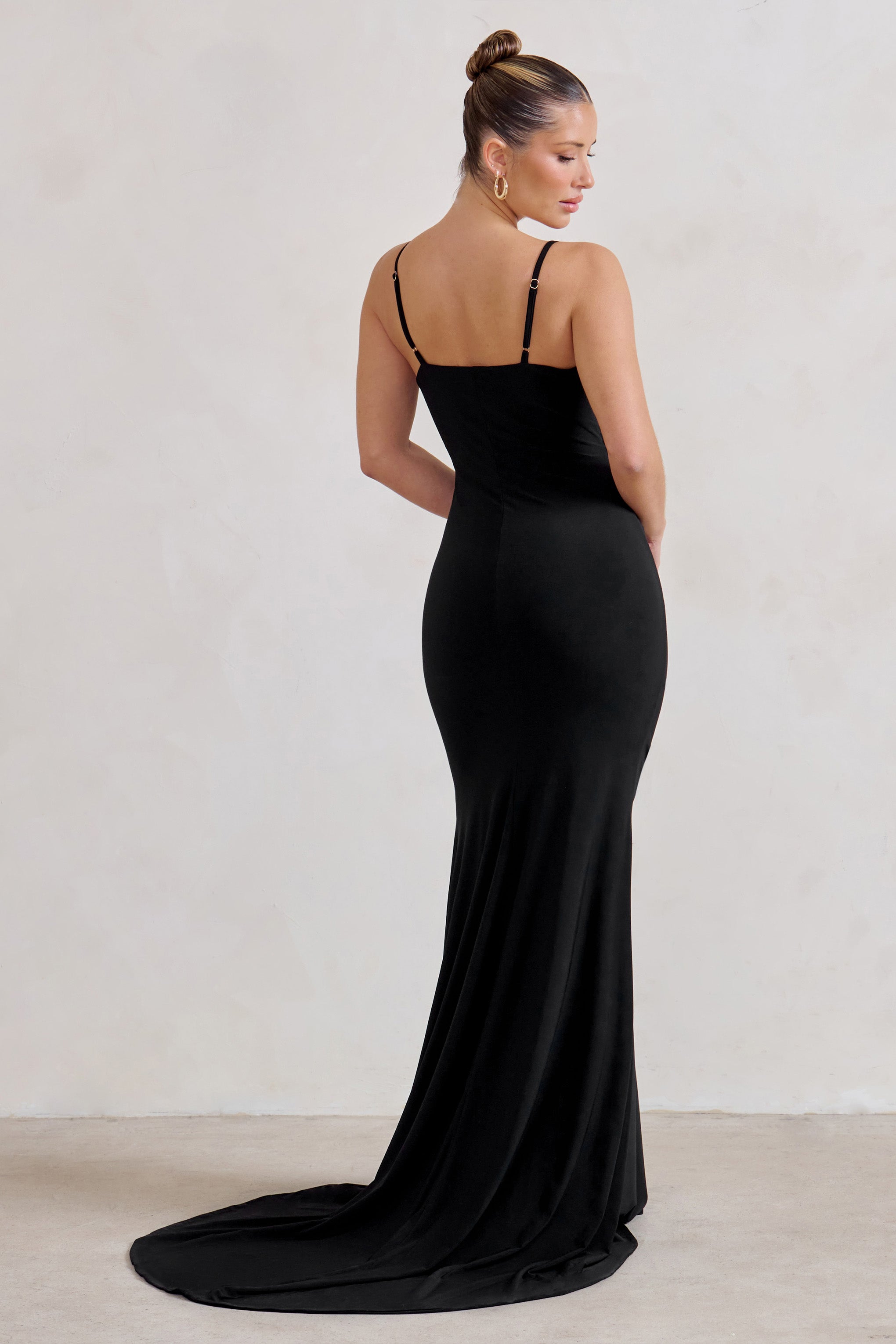 Sammi Black Cami Plunge Wrap Maxi Dress DRESS
