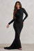 One Step Ahead | Black Long Sleeve Backless Fishtail Maxi Dress