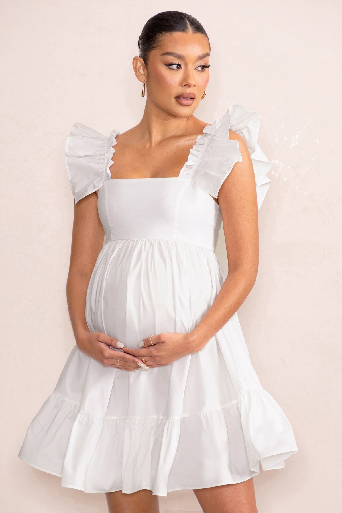 Pretty Perfect White Maternity Ruched Mesh Bardot Maxi Dress – Club L  London - USA