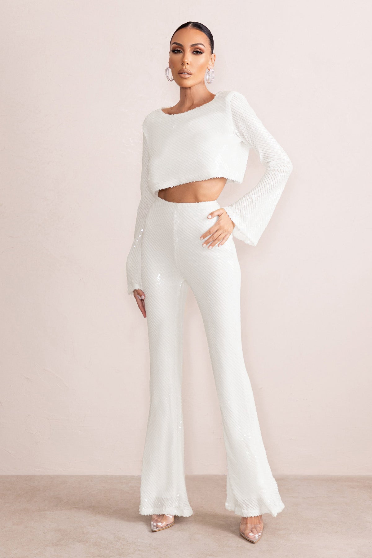 ASOS LUXE co-ord flared suit trousers in white | ASOS