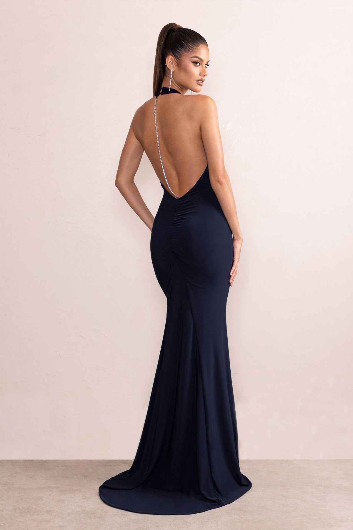 Shop deep v-neck brown satin mermaid long formal dress with open back from  Hocogirl.com