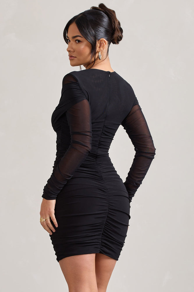 Slinky Long Sleeved Bodycon Mini Dress With Ruched Side Detailing And –  4EVER STUNNING