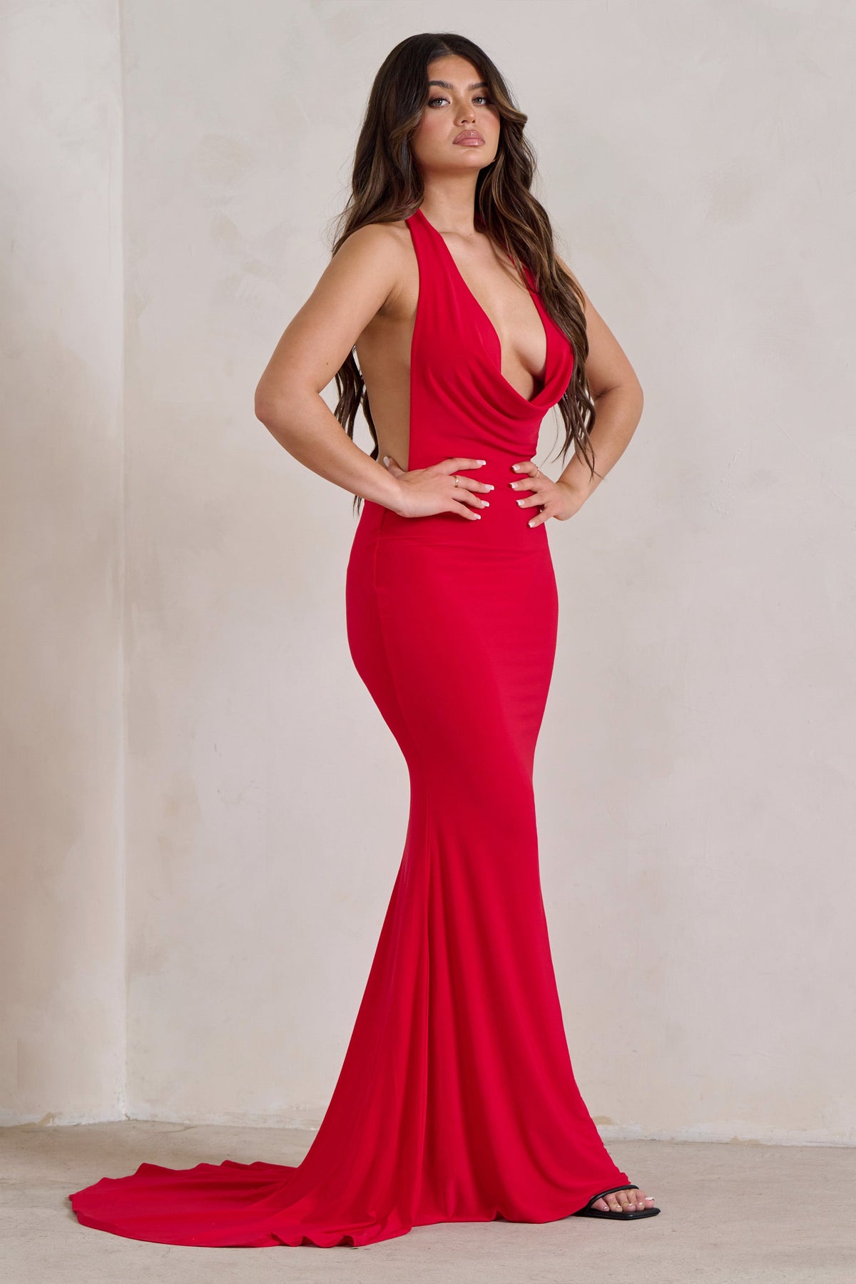 Red low back maxi dress Clearance