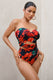 Oyster | Multi Print Wrapped Bardot Swimsuit - Club L London - USA