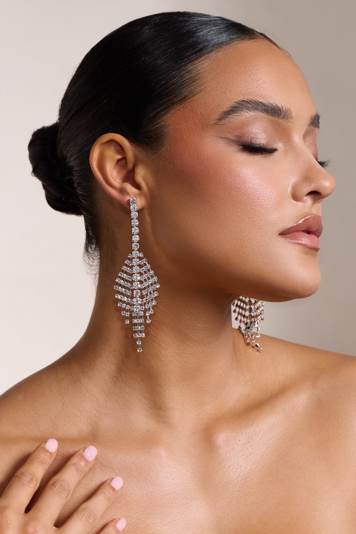 Two Row Diamante Drop Earrings - J5166 | F.Hinds Jewellers