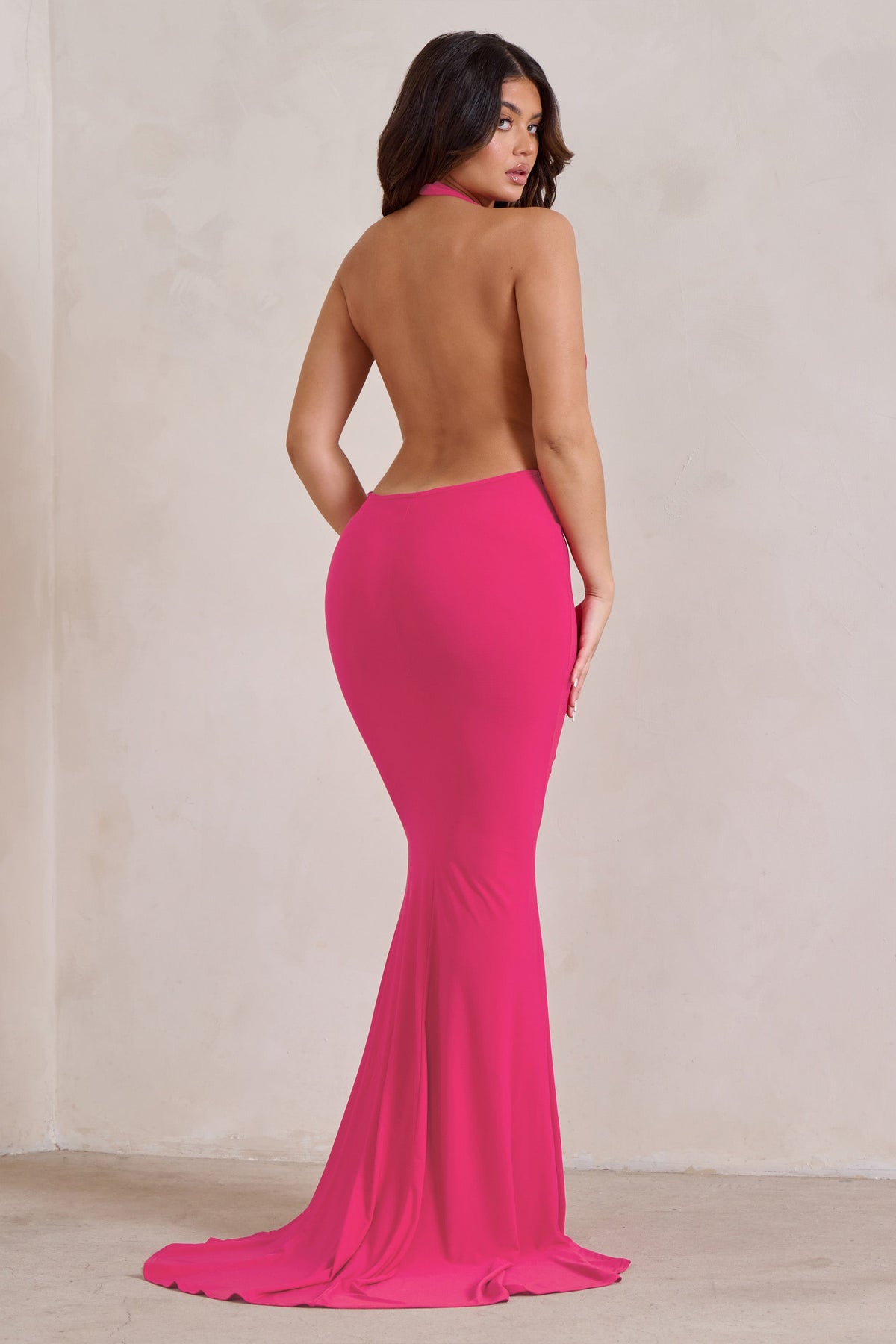 Saffina Hot Pink Cowl Neck Low Back Maxi Dress – Club L London - USA