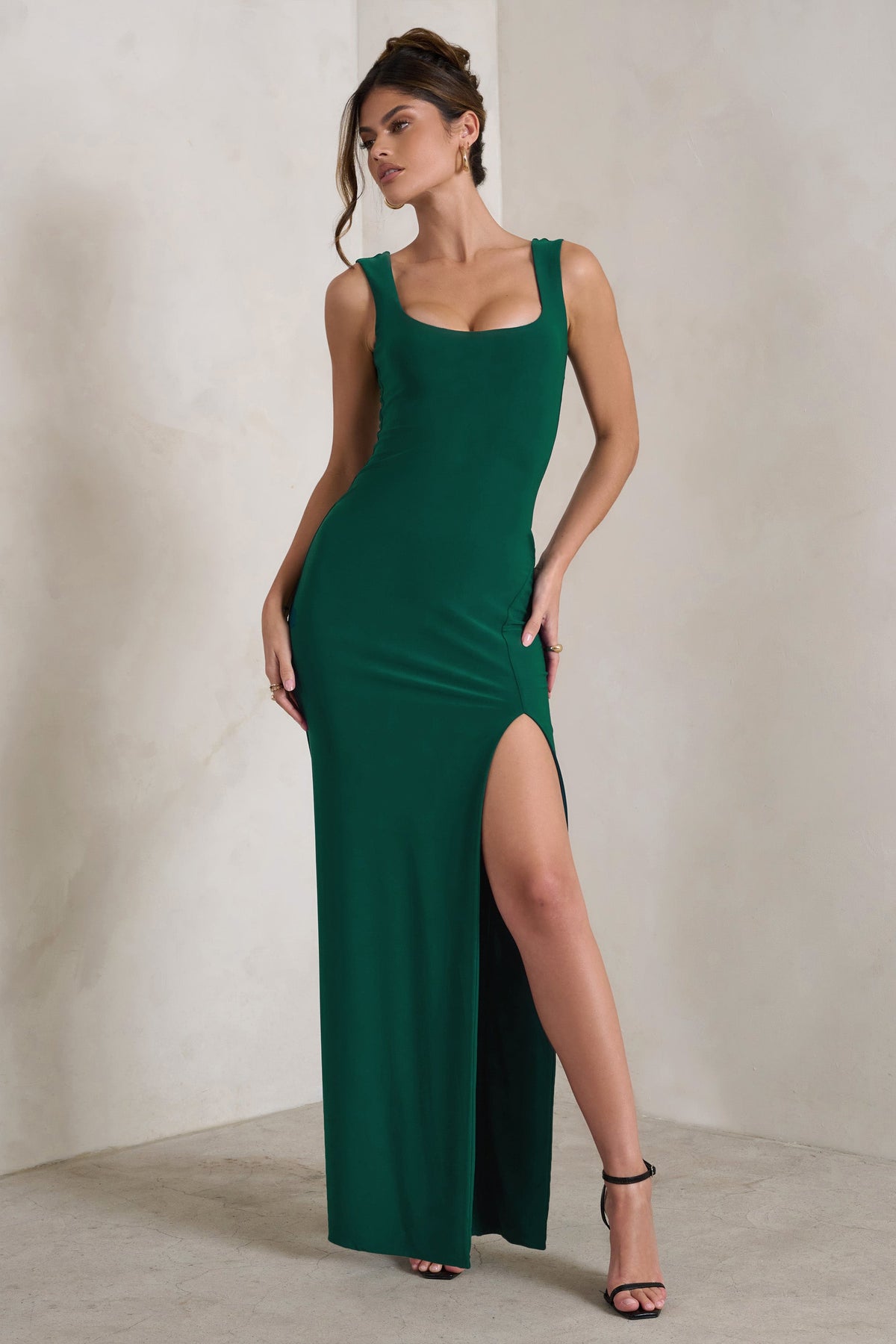 Madeline Green Sleeveless Thigh Split Maxi Dress – Club L London - USA