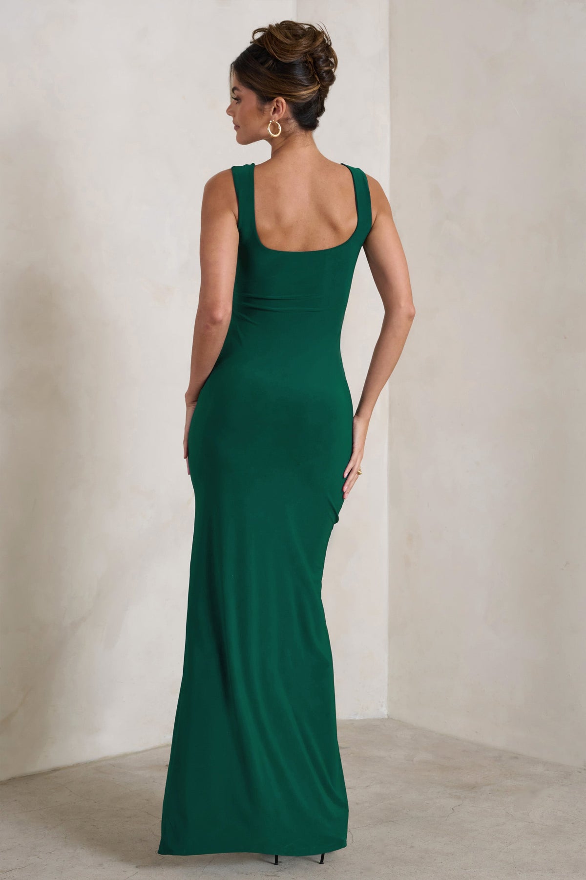Madeline Green Sleeveless Thigh Split Maxi Dress – Club L London 