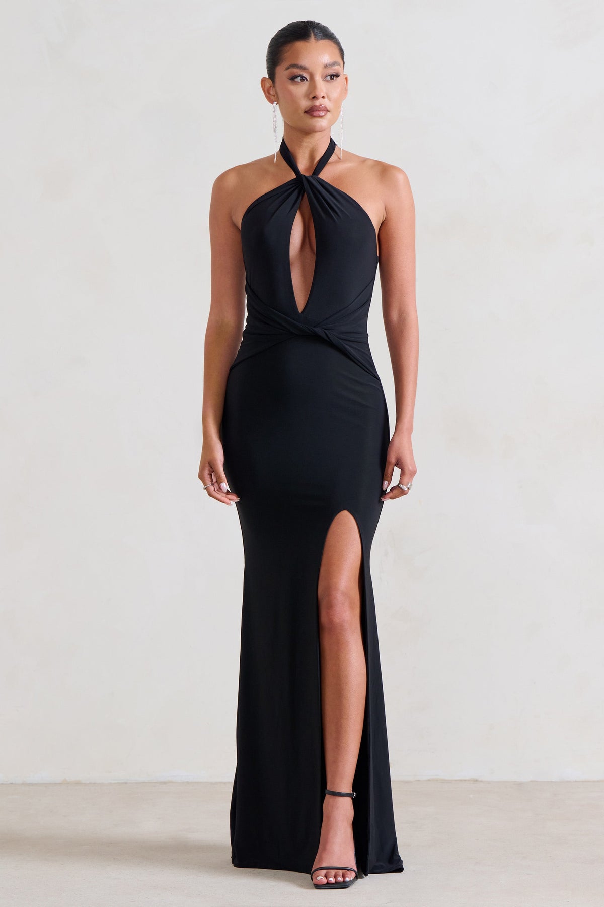 Buy CUT-OUT HALTER NECK BLACK MAXI DRESS for Women Online in India